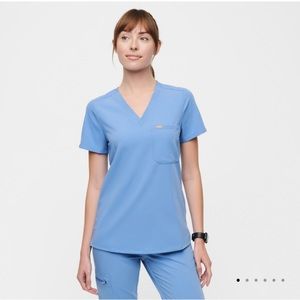 FIGS Catarina one pocket scrub top in Ceil Blue